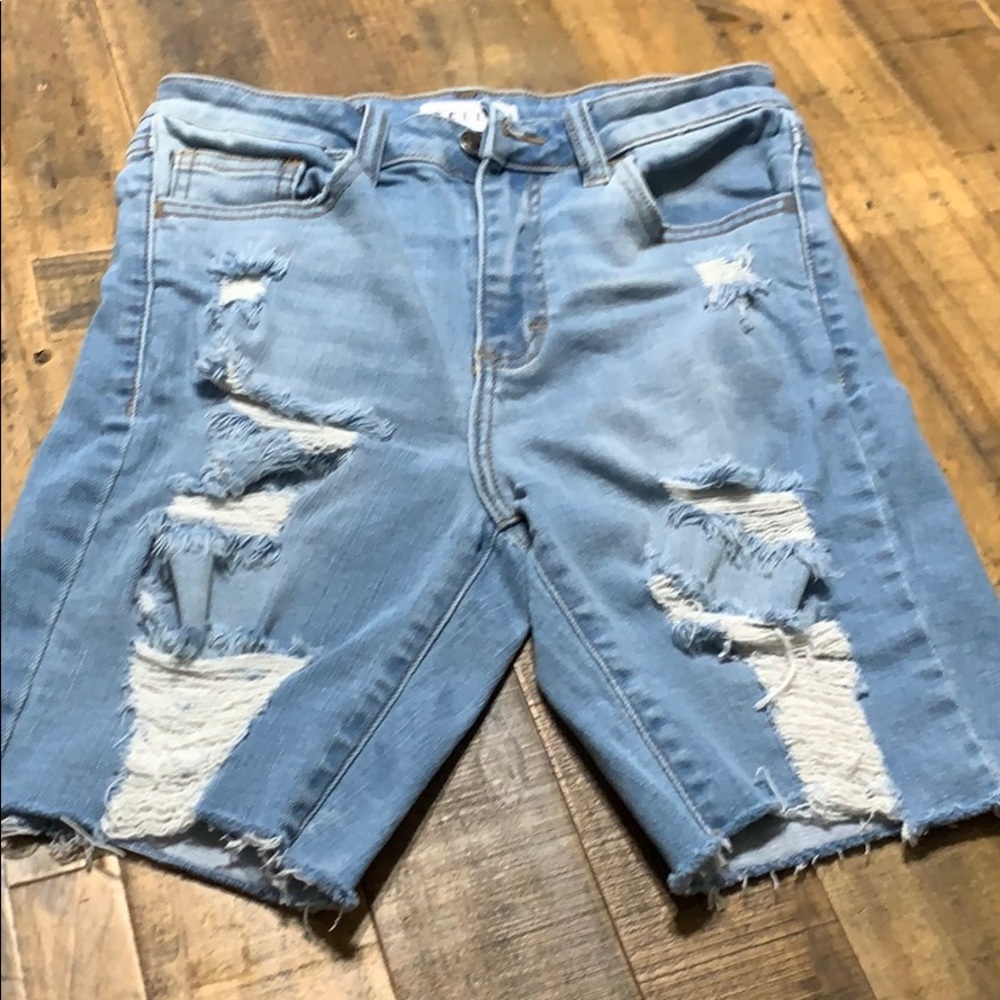 Cellos Distressed High Waist Bermuda Shorts Small